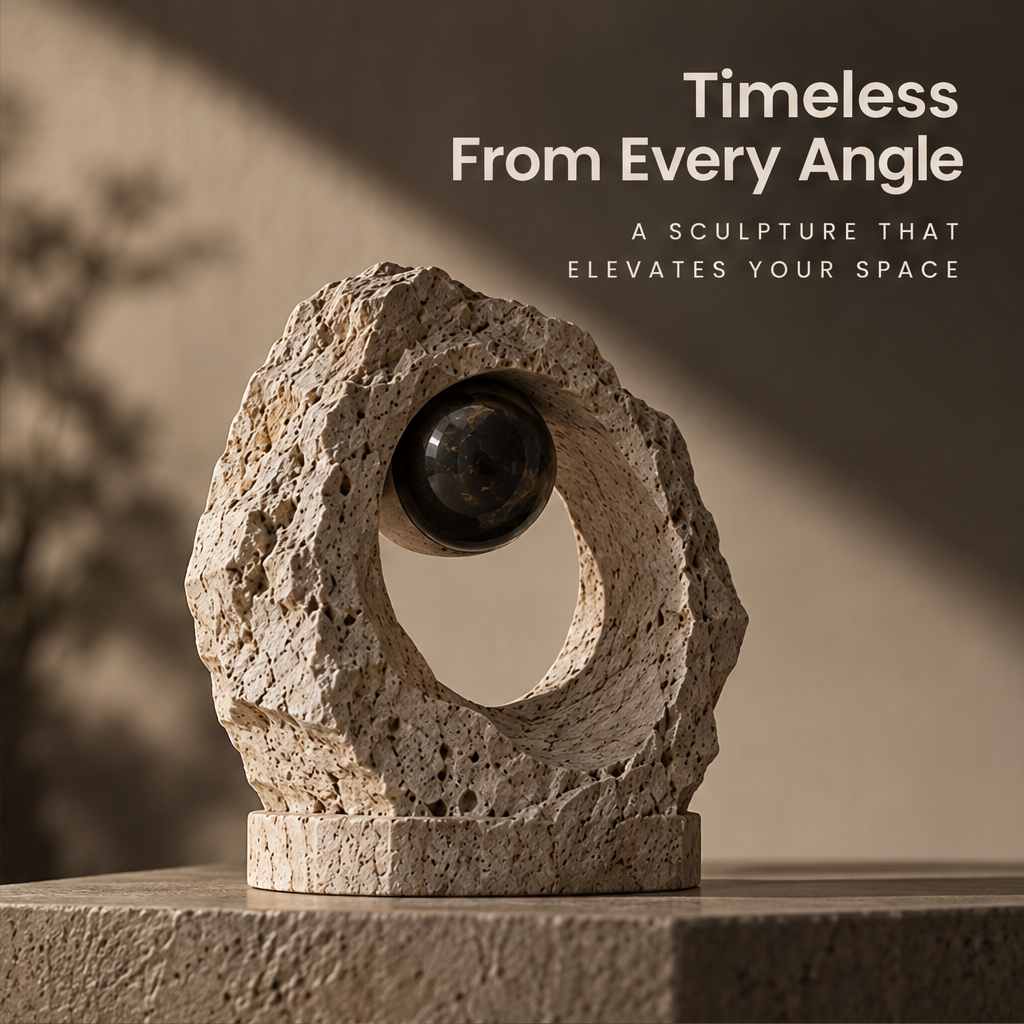 Angled view showing the depth of the open ring and textured exterior