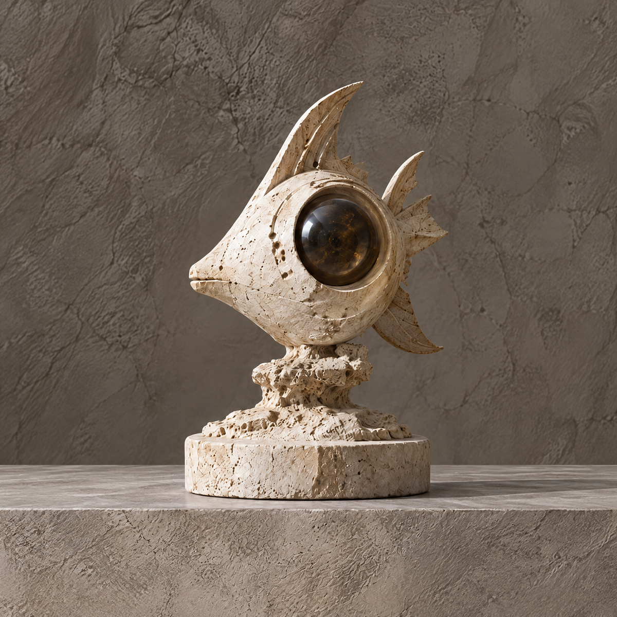Ivory Big-Eye Fish Sculptural Home Accent